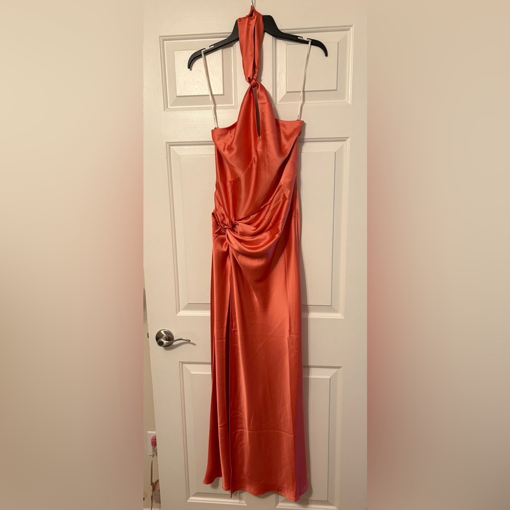 Elegant Orange Satin Dress